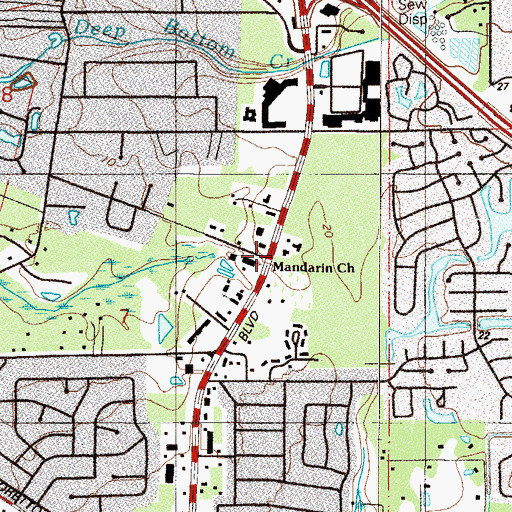 Topographic Map of Mandarin United Methodist Church, FL