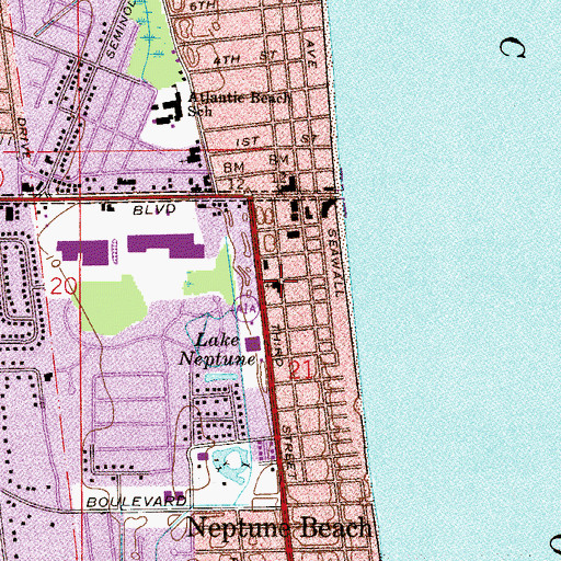 Topographic Map of Neptune Baptist Church, FL