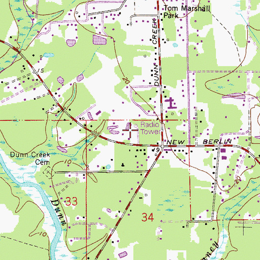 Topographic Map of New Berlin Road Baptist Church, FL