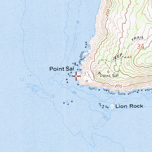 Topographic Map of Point Sal, CA