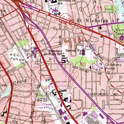 Topographic Map of New Mount Calvary Baptist Church, FL