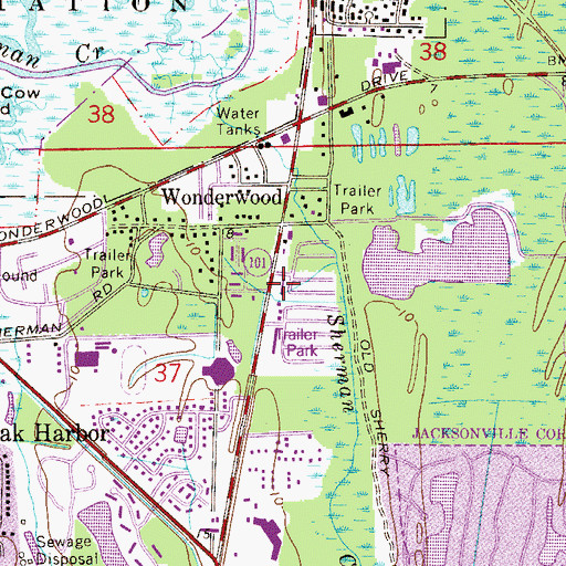 Topographic Map of New Redeemed Church of God in Christ, FL