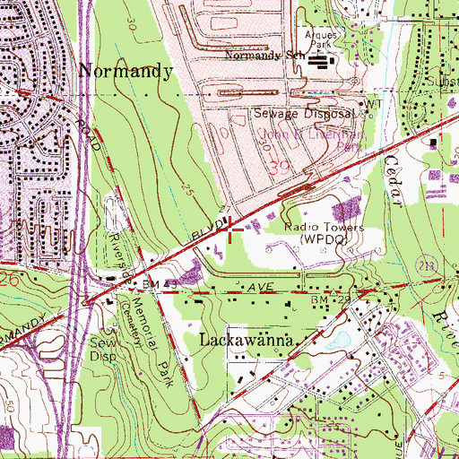 Topographic Map of Normandy Park Baptist Church, FL