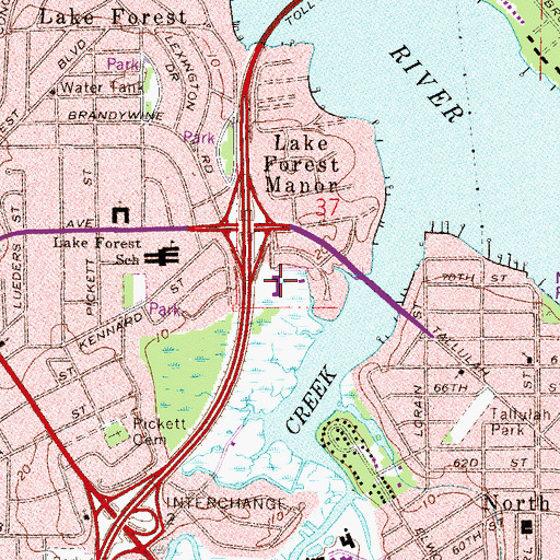 Topographic Map of North Jacksonville Church of God, FL