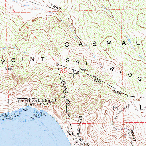 Topographic Map of Point Sal Ridge, CA