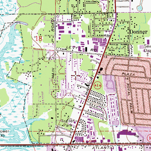 Topographic Map of Oceanside Church of Christ, FL