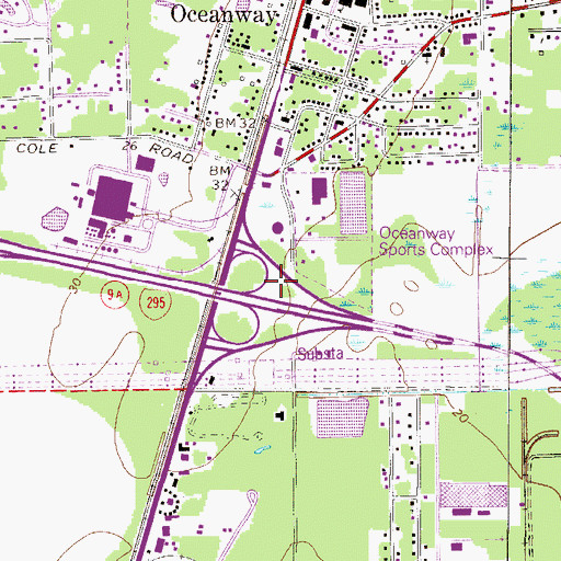 Topographic Map of Oceanway Assembly of God Church, FL