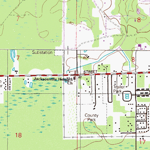 Topographic Map of One Hundred and Third Street Baptist Church, FL