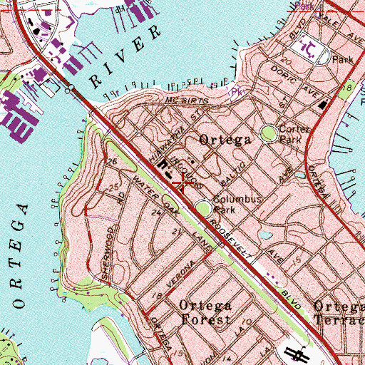 Topographic Map of Ortega United Methodist Church, FL