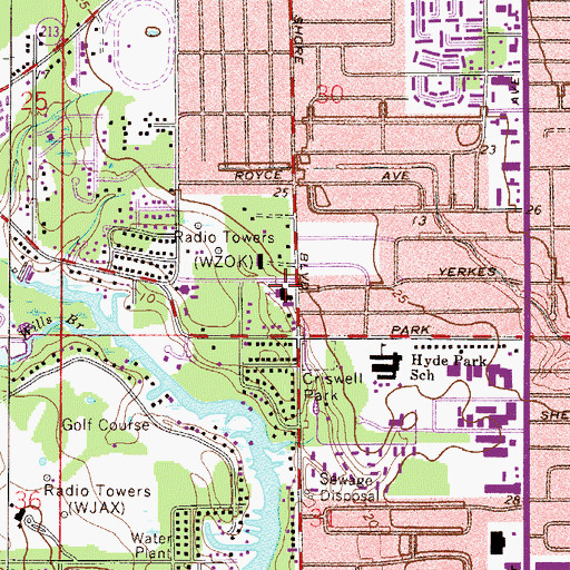 Topographic Map of Park Lane Baptist Church, FL