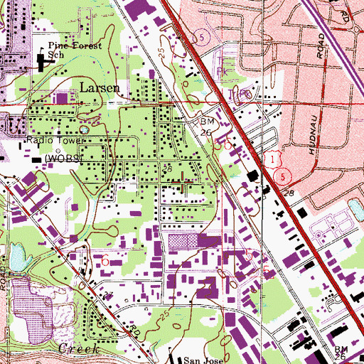 Topographic Map of Paul Avenue Baptist Church, FL