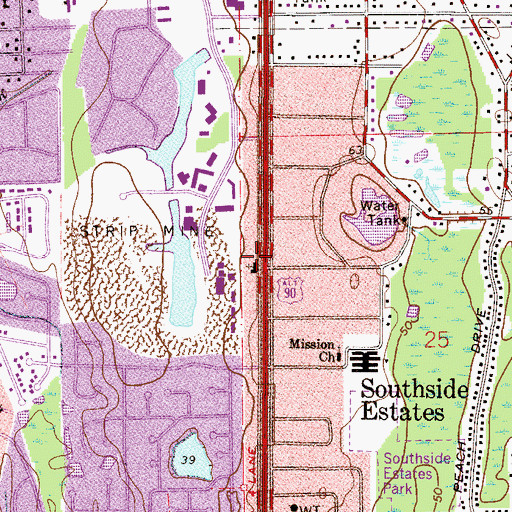 Topographic Map of Peace Presbyterian Church, FL