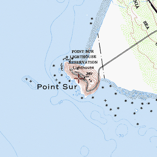 Topographic Map of Point Sur, CA