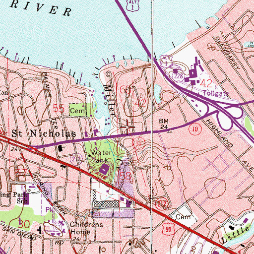 Topographic Map of Power of Faith Church, FL