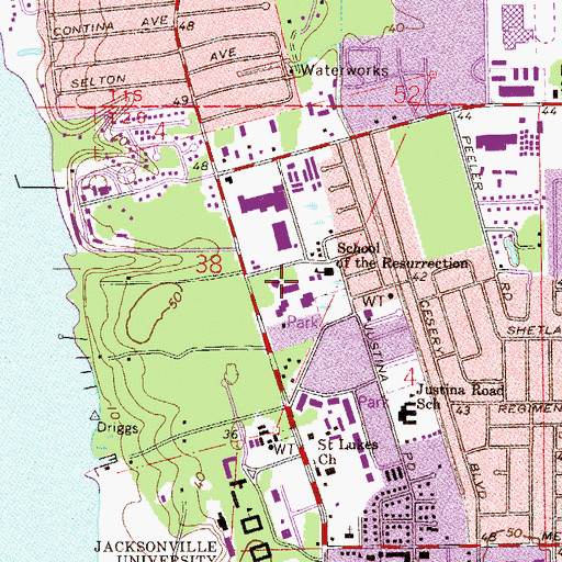 Topographic Map of Resurrection Catholic Church, FL