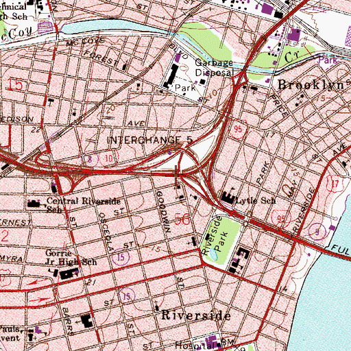 Topographic Map of Riverside United Church of Christ, FL