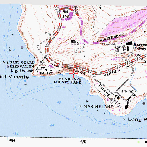 Topographic Map of Point Vicente County Park, CA