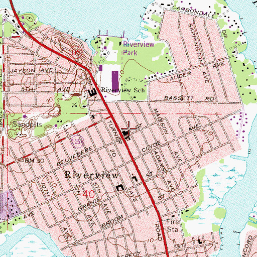 Topographic Map of Riverview Baptist Church, FL