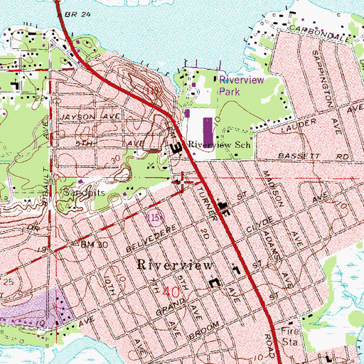 Topographic Map of Riverview Church of Christ, FL