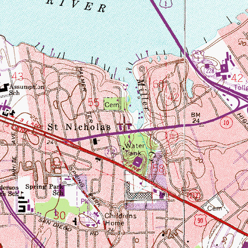 Topographic Map of Saint John the Divine Greek Orthodox Church, FL