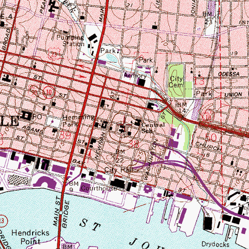 Topographic Map of Saint Johns Episcopal Cathedral, FL