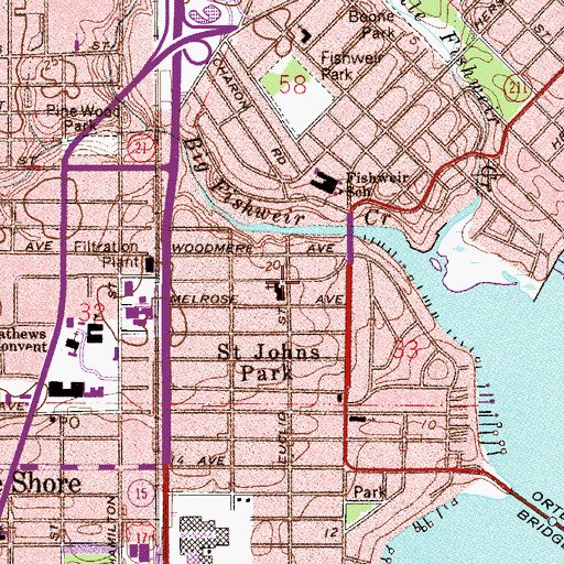 Topographic Map of Saint Johns Park Baptist Church, FL