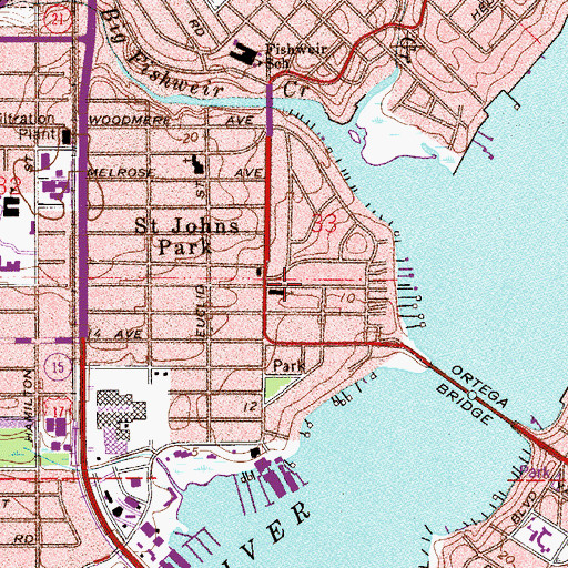 Topographic Map of Saint Johns Presbyterian Church, FL