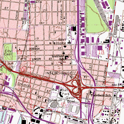 Topographic Map of Saint Luke Baptist Church, FL