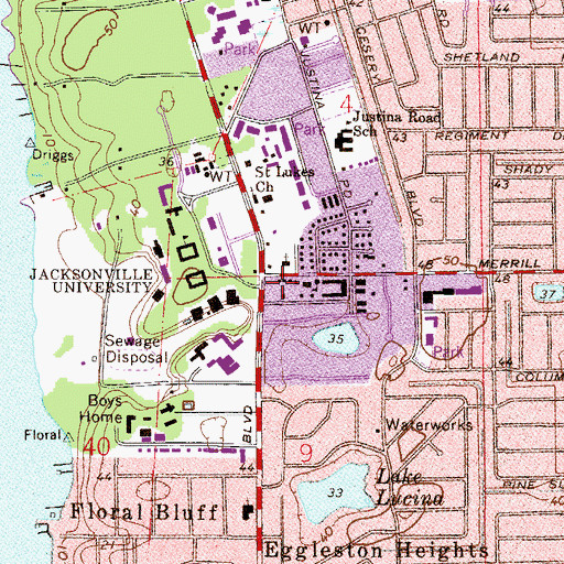 Topographic Map of Saint Lukes Episcopal Church, FL