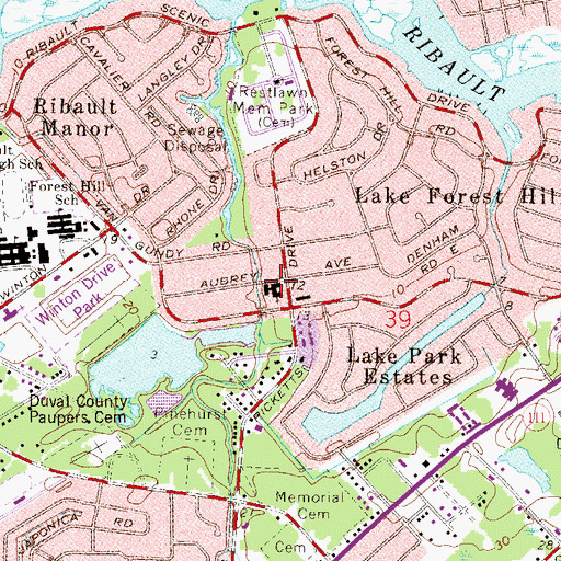 Topographic Map of Saint Mark Baptist Church, FL