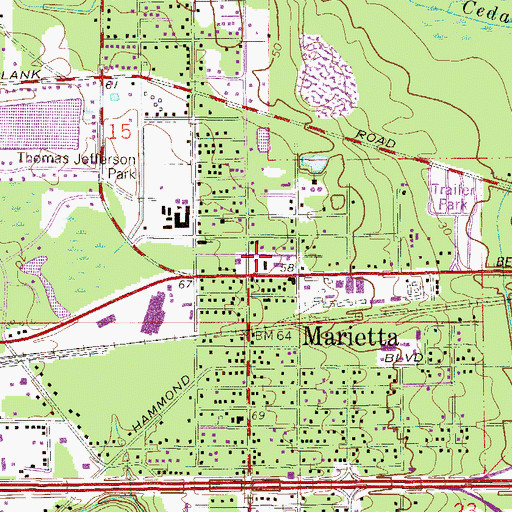 Topographic Map of Saint Mary Freewill Baptist Church, FL