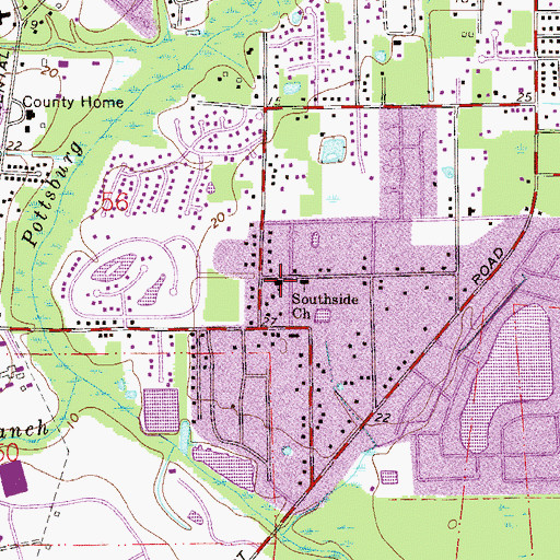 Topographic Map of Southpoint Baptist Church, FL