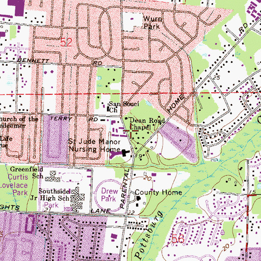 Topographic Map of Southside Bible Chapel, FL