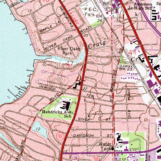 Topographic Map of Southside United Methodist Church, FL