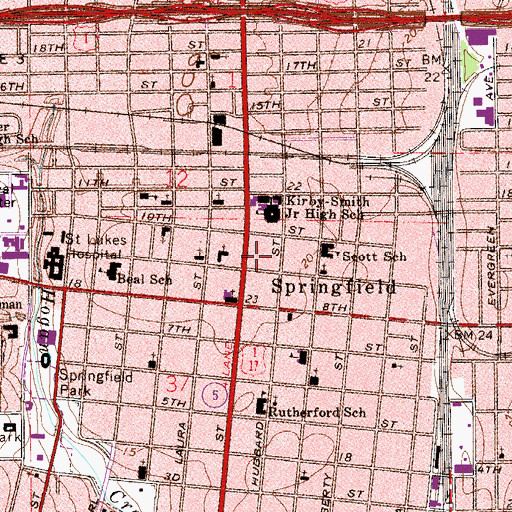 Topographic Map of Springfield Christian Church, FL