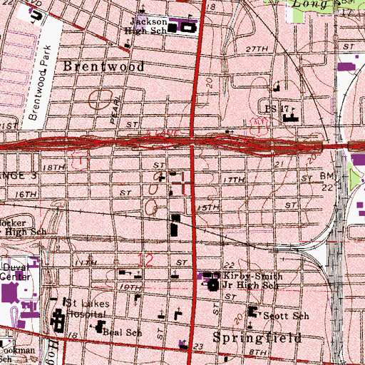 Topographic Map of Springfield True Church of God, FL