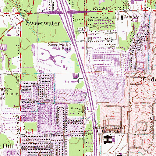 Topographic Map of Sun Coast Baptist Church, FL
