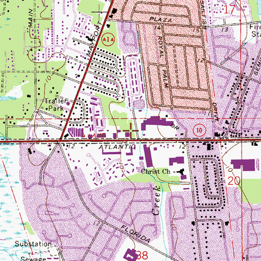 Topographic Map of Sunrise Community Church, FL