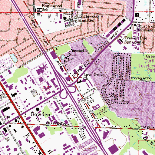 Topographic Map of University Baptist Church, FL