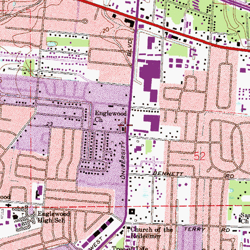 Topographic Map of University Boulevard Nazarene Church, FL