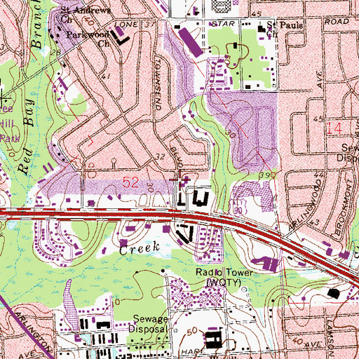 Topographic Map of Victory Temple Church of God, FL