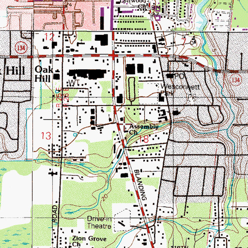 Topographic Map of Wesconnett Assembly of God Church, FL