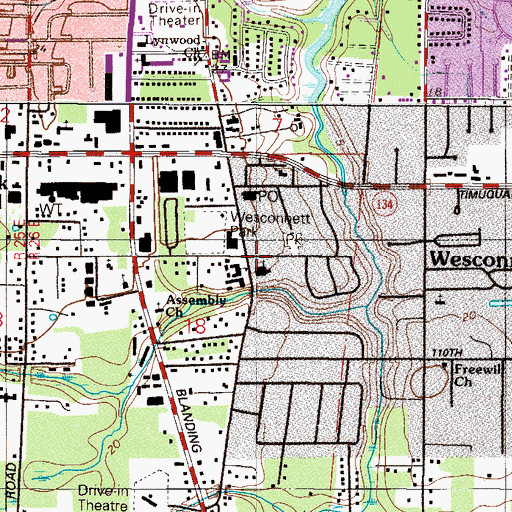 Topographic Map of Wesconnett Baptist Church, FL