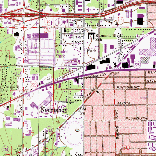 Topographic Map of West Jacksonville Baptist Church, FL