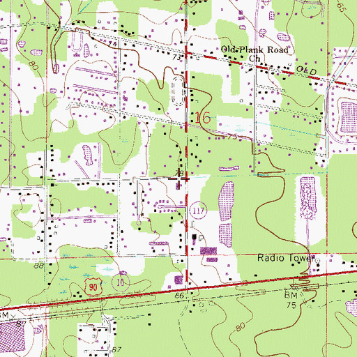 Topographic Map of West Park Baptist Church, FL