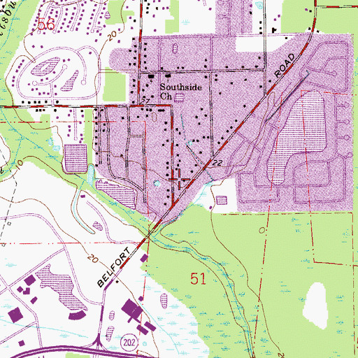 Topographic Map of Westminster Presbyterian Church, FL