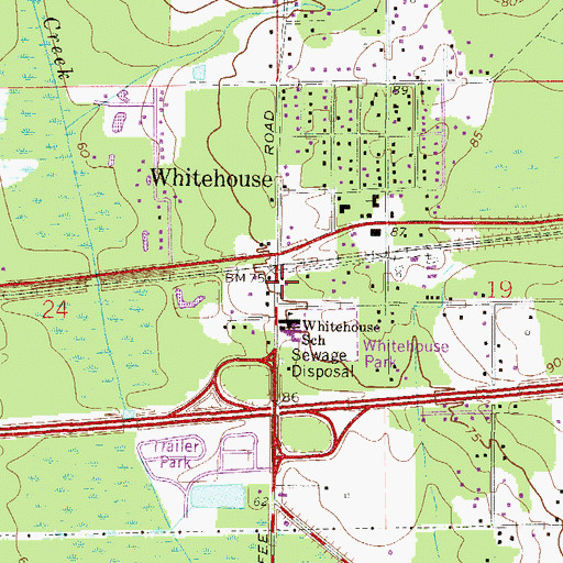 Topographic Map of Whitehouse Assembly of God Church, FL