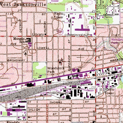 Topographic Map of Woodstock Park United Methodist Church, FL