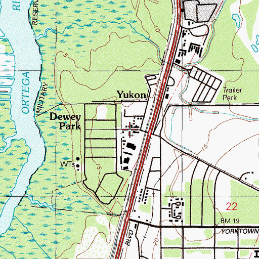 Topographic Map of Yukon Baptist Church, FL
