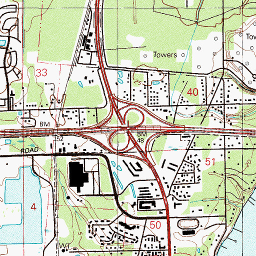 Topographic Map of Interchange 10, FL